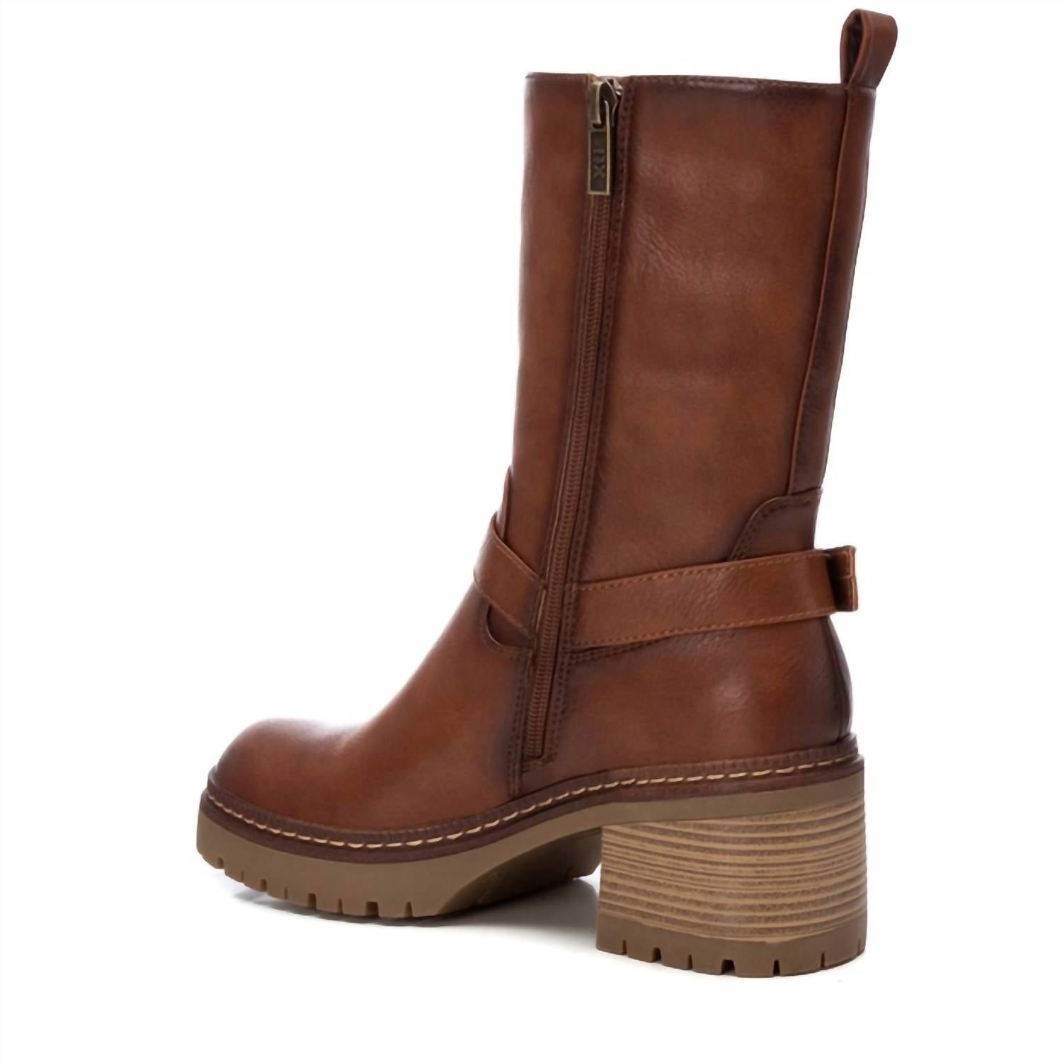 Women's Faux Leather Boots In Camel