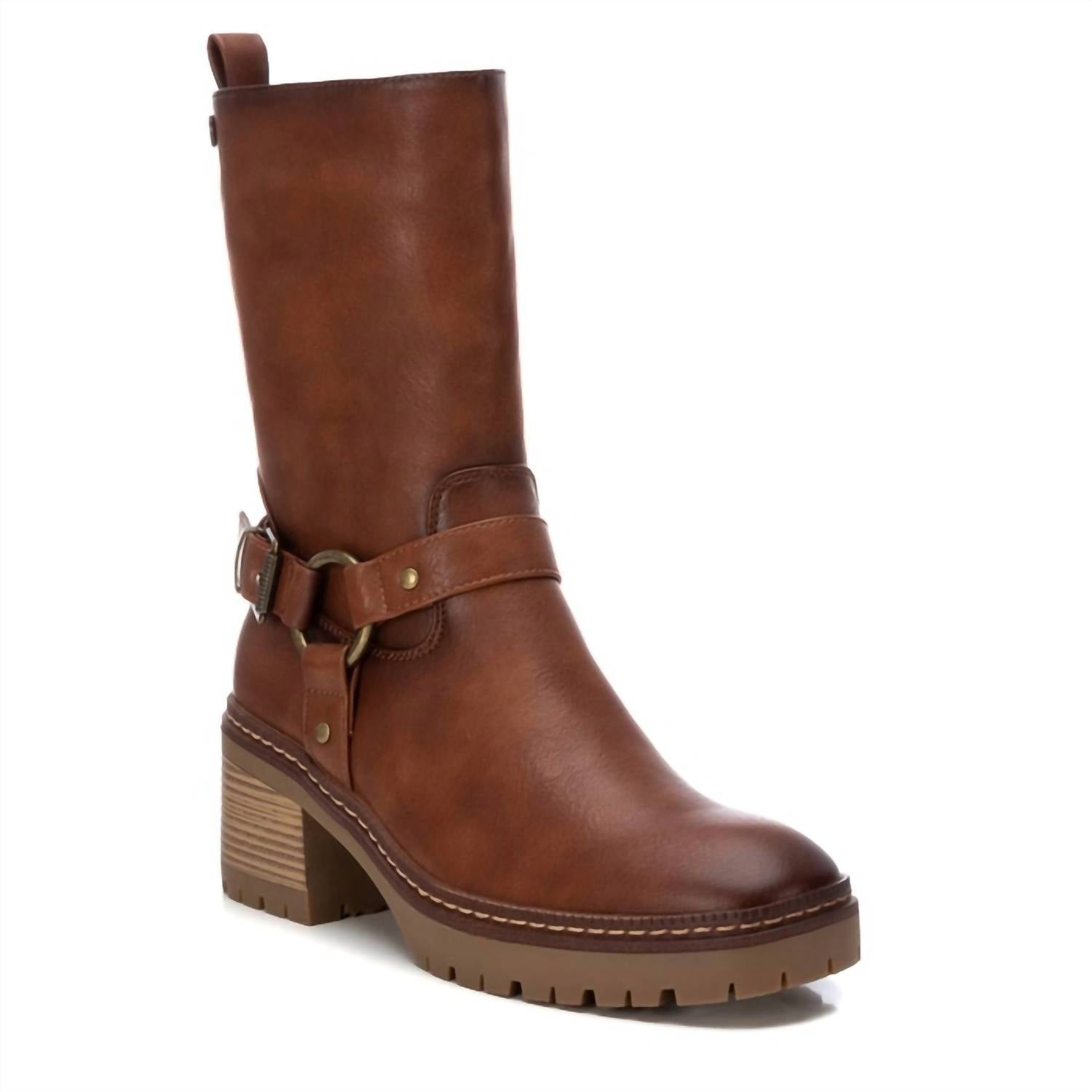 Women's Faux Leather Boots In Camel