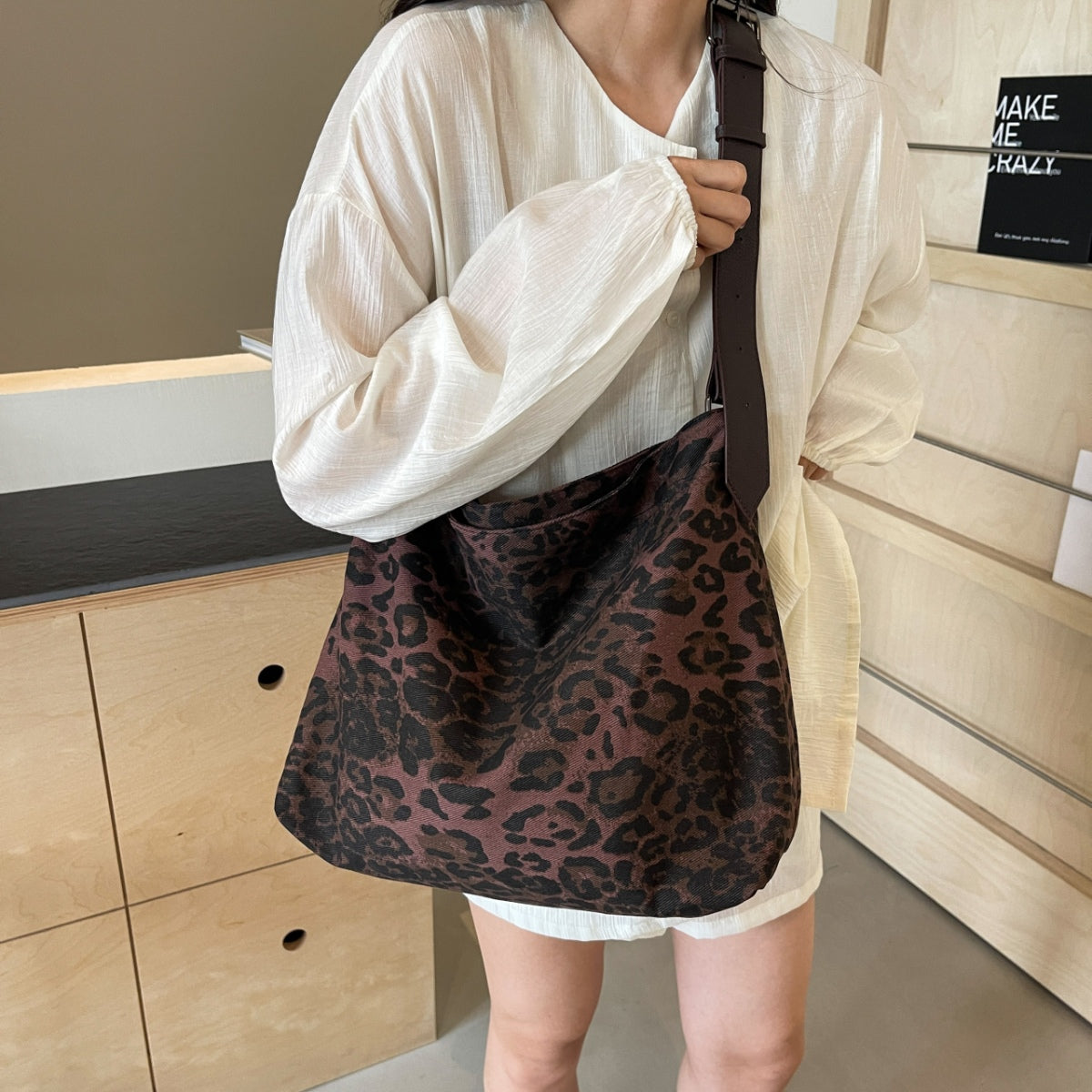 Leopard Adjustable Strap Tote Bag