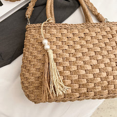 Braided Strap Paper Weave Shoulder Bag