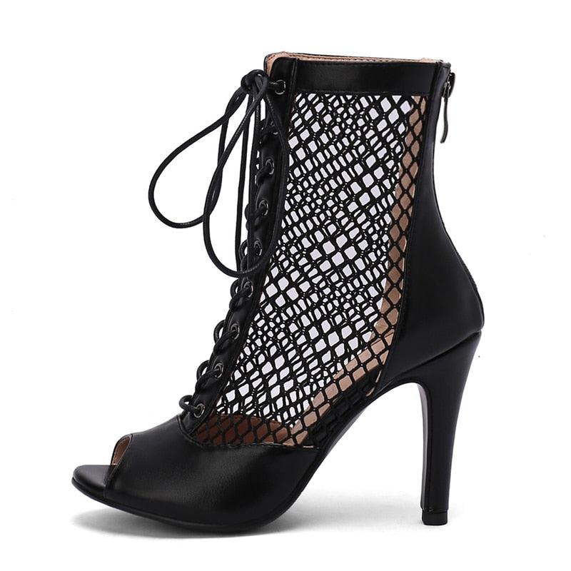 Ankle Boots Women Pumps Lace-up High Heels Party Shoes Female Large Size - CADEAUME