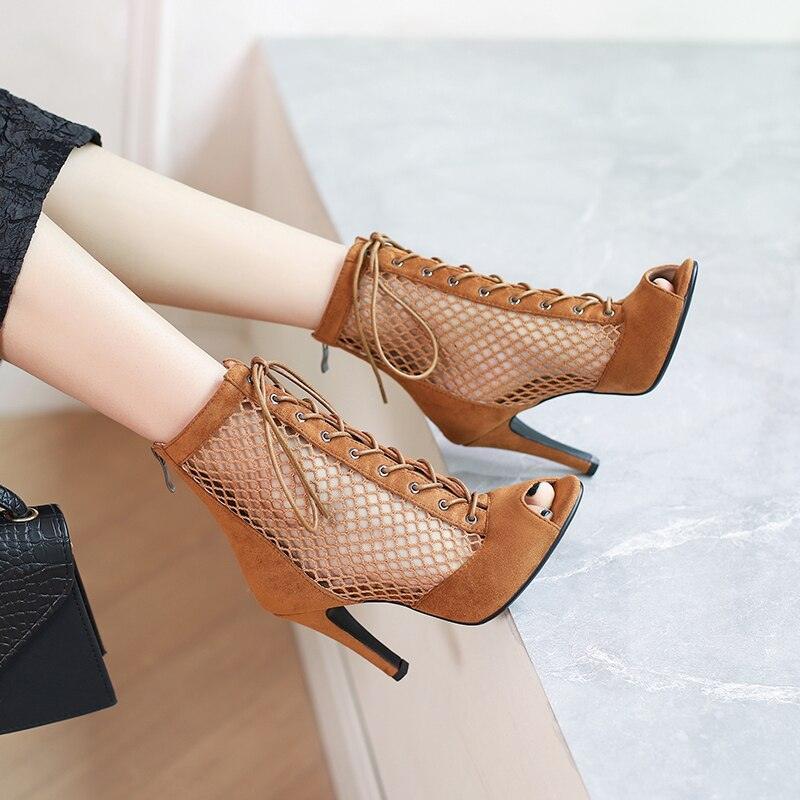 Ankle Boots Women Pumps Lace-up High Heels Party Shoes Female Large Size - CADEAUME