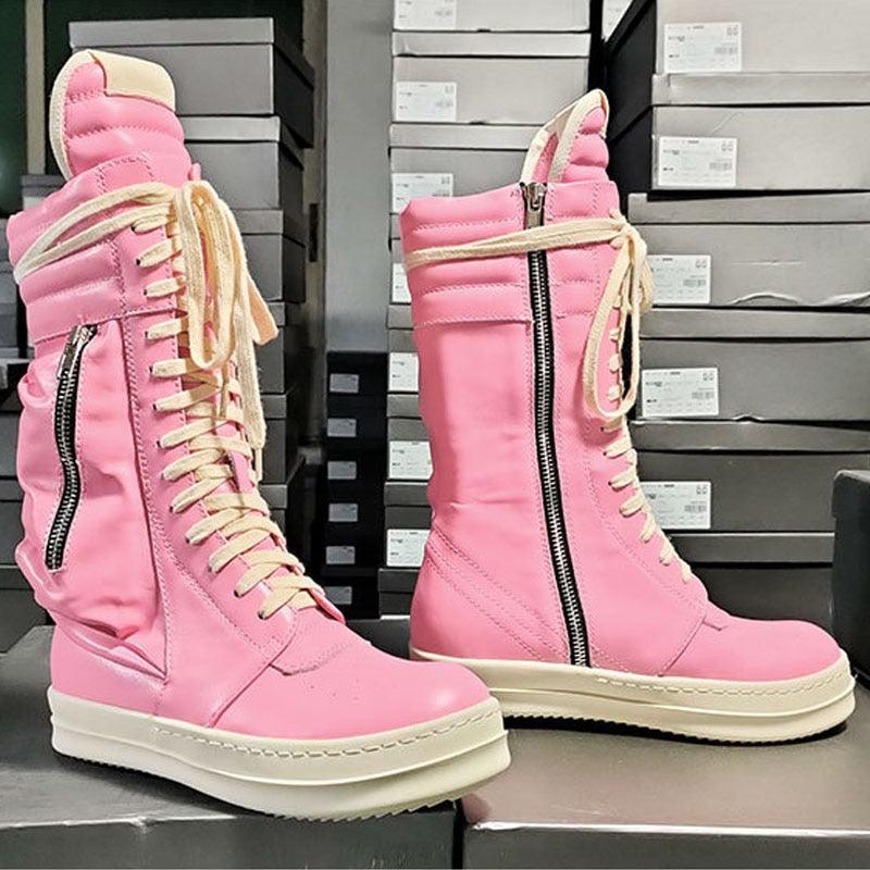 Combat Boots Women Pink Black Women&#39;s Winter Sneakers With Pocket P40d50 - CADEAUME