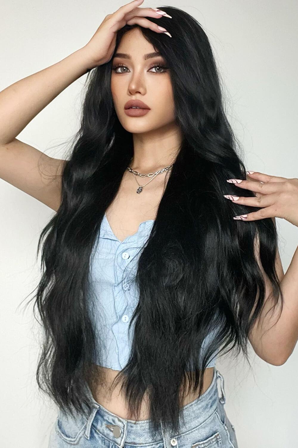 Full Machine Long Wave Synthetic Wigs 28'' - CADEAUME