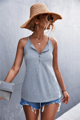 Half Button Grecian Neck Cami - CADEAUME