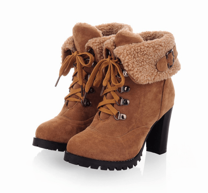 High-heeled scrub short boots - CADEAUME