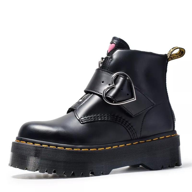 Martin Boots High-Top Student Thick-Soled Boots Fashion Casual Love Buckle - CADEAUME