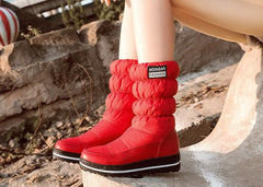 Mid-heel Letter Elastic Sleeve Snow Cotton Boots - CADEAUME