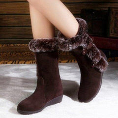 Snow Boots Mid-calf Faux Fur Plush Winter Women Boots - CADEAUME