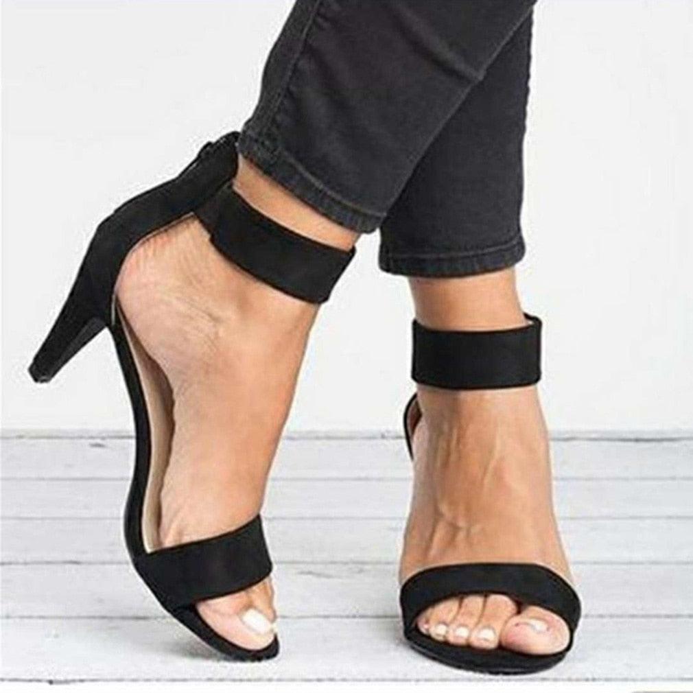 Women Sandals Open Toe Summer Shoes High Heels Sandals Female Thin Heel Shoes Suede Wedding Sandale Ladies 2022 Sandalias Mujer - CADEAUME